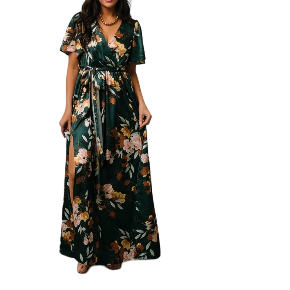 Baltic Born Dark Green Floral Maxi Dress